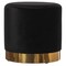 Fabulaxe Modern Round Velvet Fabric Standard Ottoman Stool with Gold Base, Black QI004323.BK - alternate 1
